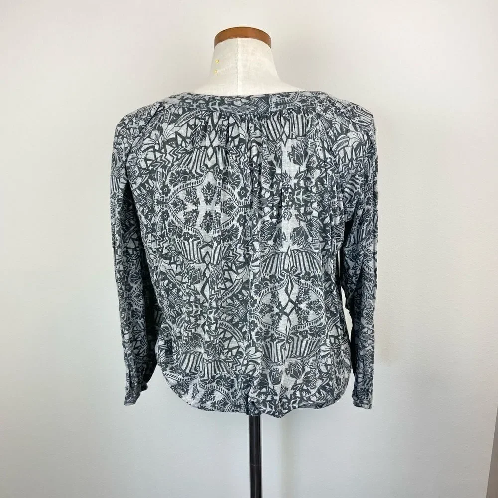 Free People Aztec Print Long Sleeve Top